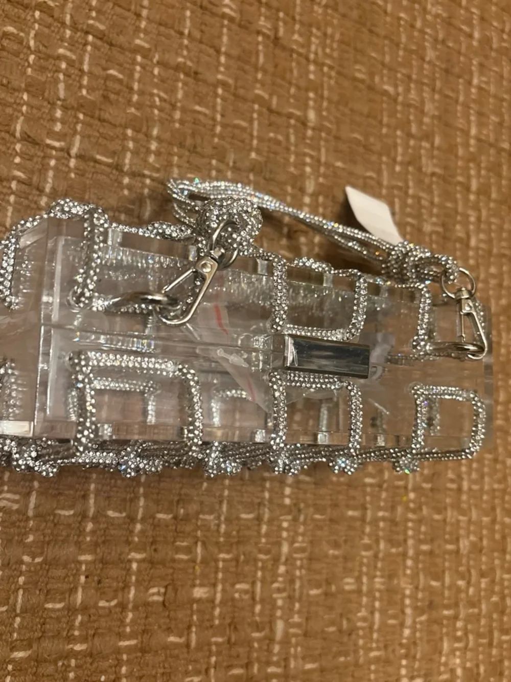 Windsor Clear Crystal Grid Mini Clutch with Silver Accents